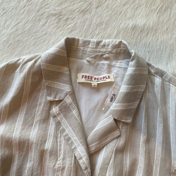 Free People Linen Fern Blazer striped oversized - Picture 6 of 12